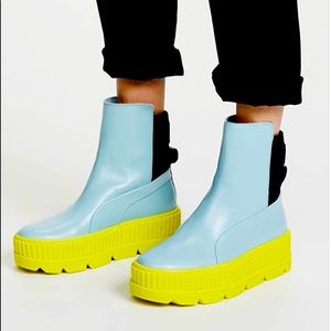 Rihanna x Fenty Puma Chelsea Sneaker Boot “Sterling Blue/Black/Limeade 8.5 New